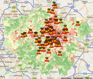 London riots with deprivation overlay (Image by James Cridland, Flickr, CC)